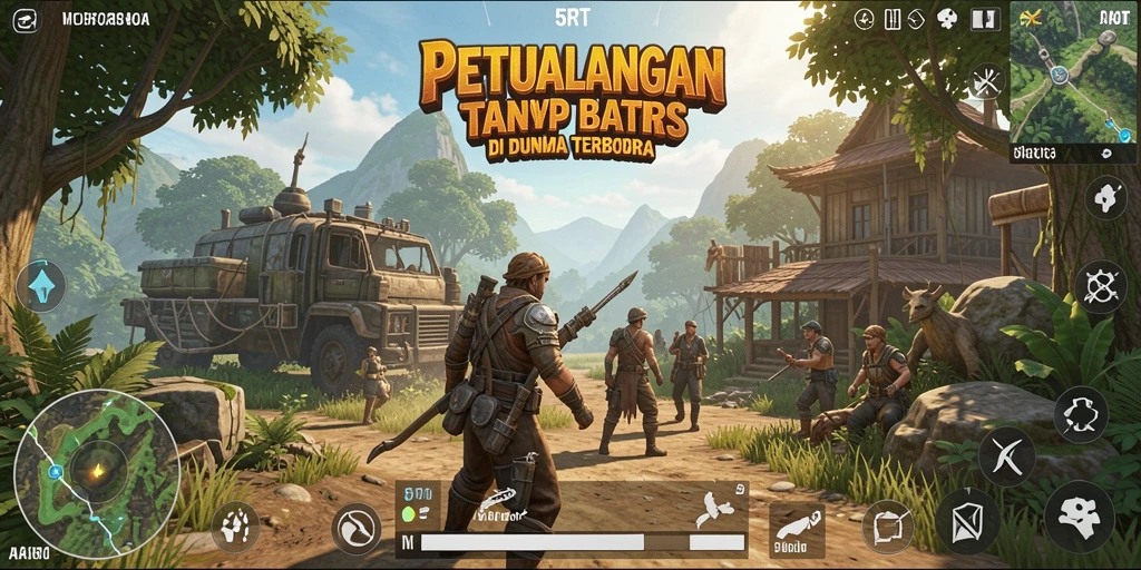 Screenshot gameplay 5RT yang menampilkan eksplorasi dunia terbuka yang menakjubkan.