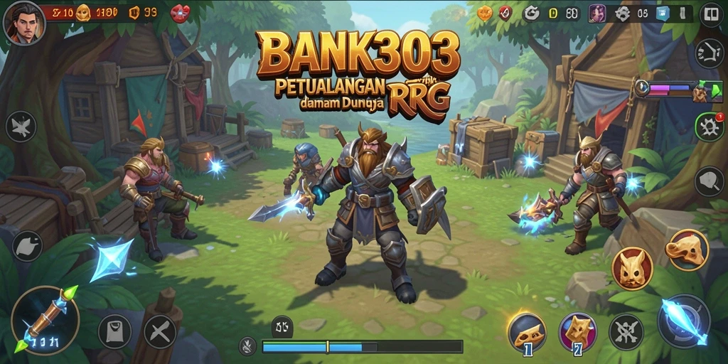 Tampilan gameplay epik dalam BANK303 dengan karakter yang beraksi.