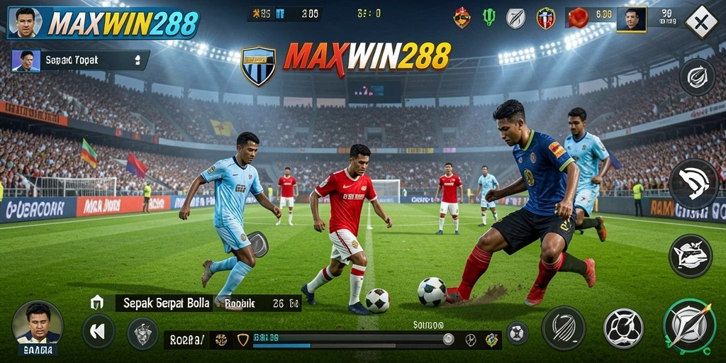 Tampilan gameplay menarik dalam pertandingan sepak bola.
