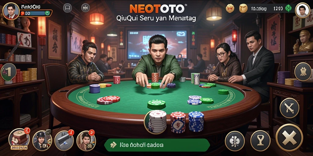 Screenshot NEOTOTO menampilkan gameplay QiuQiu yang penuh aksi.