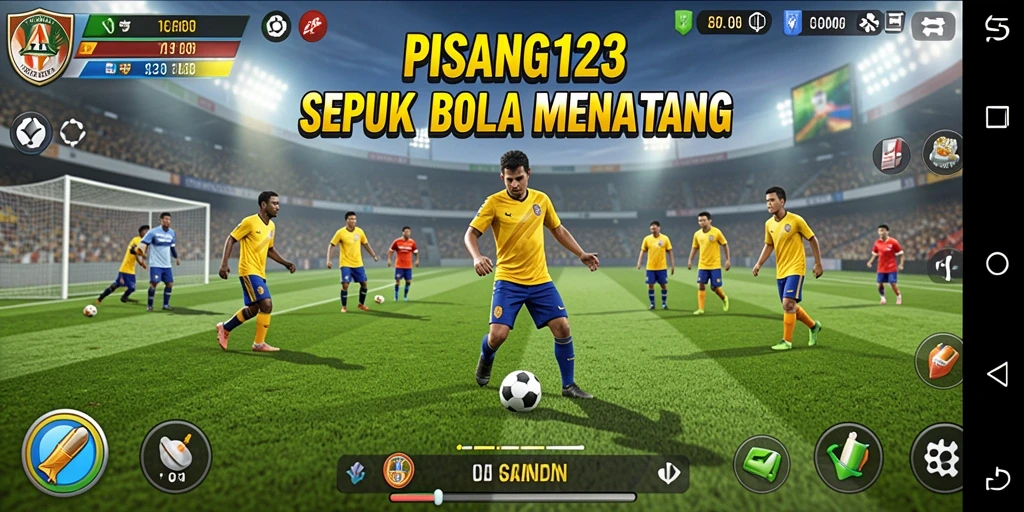 Screenshot gameplay PISANG123 yang menampilkan aksi sepak bola seru.