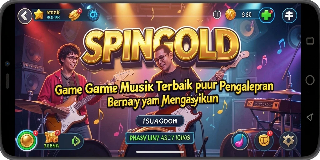 Tangkapan layar gameplay SPINGOLD menampilkan aksi permainan musik yang seru.
