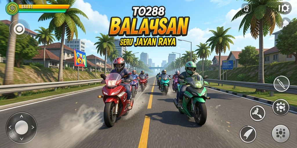Screenshot utama TO288 menampilkan aksi balapan yang mendebarkan.