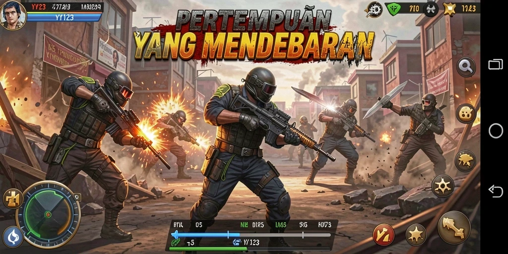 Tampilan aksi seru dalam gameplay YY123 yang mendebarkan.